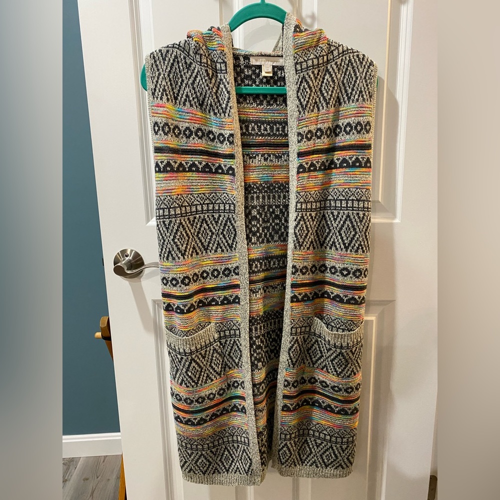 Fun neon long sweater vest! Size medium